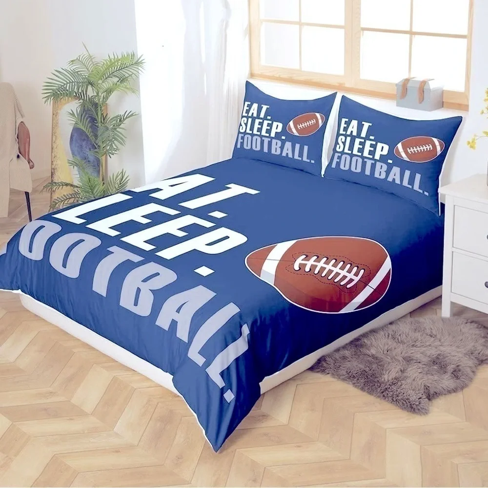Football duvet cover and shams set size NWT lightweight king size reversible